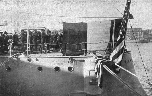 'Le "Soldat Inconnu" Americain; au Havre: le transport du cercueil a bord de l' "Olympia"..., 1921 Creator: Unknown.