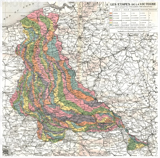 'Les Etapes de la Victoire. Du 1er juillet au 11 novembre 1918 (Armistice). Reduction de la..., 1918 Creator: Unknown.