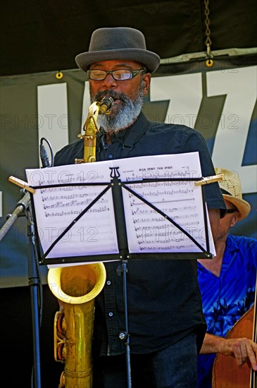 Denys Baptiste, Hexagonal, Battle Jazz Weekend, Battle, East Sussex, 24 July 2022. Creator: Brian O'Connor.