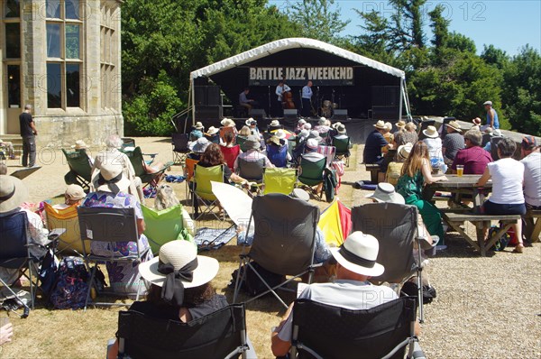 General scene, Battle Jazz Weekend, Battle, East Sussex, 24 July 2022. Creator: Brian O'Connor.