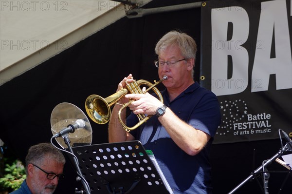 Sam Gould, Hexagonal, Battle Jazz Weekend, Battle, East Sussex, 24 July 2022. Creator: Brian O'Connor.