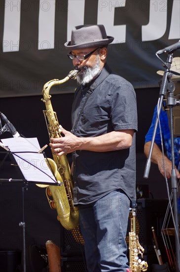 Denys Baptiste, Hexagonal, Battle Jazz Weekend, Battle, East Sussex, 24 July 2022. Creator: Brian O'Connor.