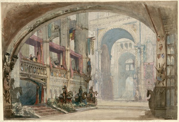 Stage design for the Opera "Robert Bruce" by Gioachino Rossini, 1846. Creator: Cambon, Charles-Antoine (1802-1875).
