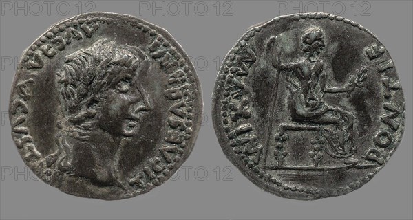 Denarius of Tiberius. Findspot: South Asia, India, Tamil Nadu , 1st H. 1st century AD. Creator: Numismatic, Ancient Coins .