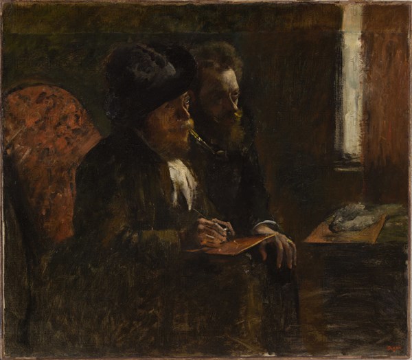 Portrait du graveur Desboutin et du graveur Lepic, 1876-1877. Creator: Degas, Edgar (1834-1917).