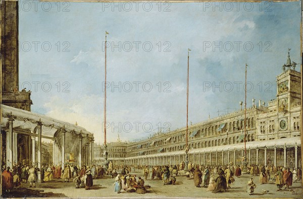 Doge Alvise IV Mocenigo in the Corpus Christi Procession in Piazza San Marco, ca 1775. Creator: Guardi, Francesco (1712-1793).