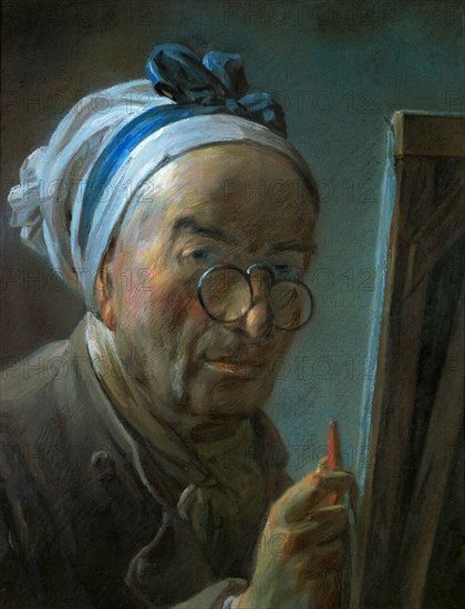 Self-Portrait at the Easel, 1779. Creator: Chardin, Jean-Baptiste Siméon (1699-1779).