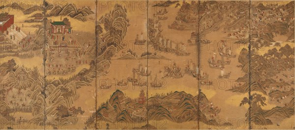 The Battle of Noryang (Six folded screen). Creator: Anonymous.