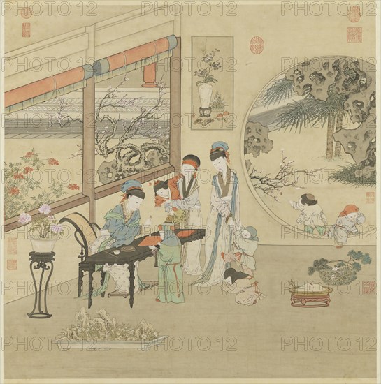 Ban Zhao teaching, First half of the 18th century. Creator: Jin Tingbiao (Chin T'ing-piao) (?-1767).