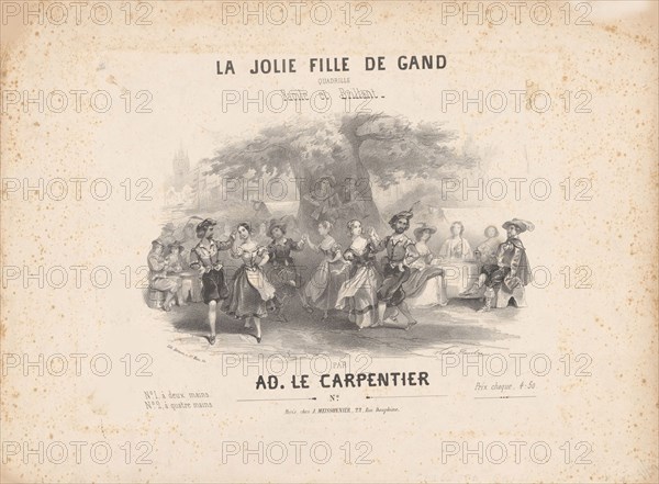Cover of the score of the ballet La jolie fille de Gand by Adolphe Adam, 1842. Creator: Coindre, Victor (1816-1896).