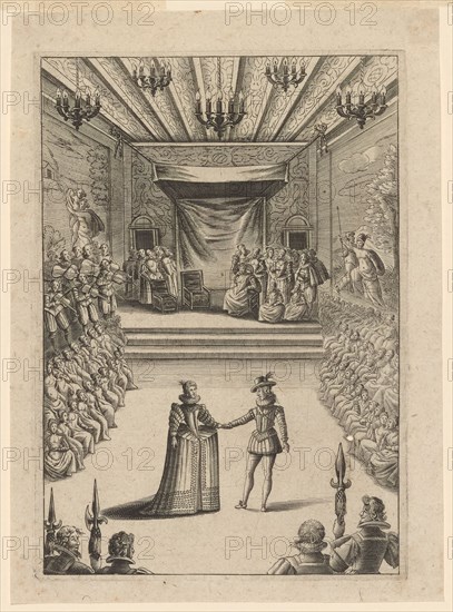 Louis XIII dancing at the Louvre with Anne of Austria, 17th century. Creator: Anonymous.