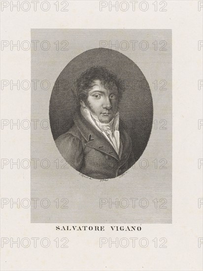 Portrait of the choreographer, composer and dancer Salvatore Viganò (1769-1821), after 1789. Creator: Caporali, Filippo (1794-1848).