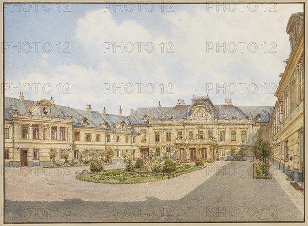 Palace of Archduke Karl Ludwig of Austria in Vienna, view of the courtyard, 1892. Creator: Alt, Franz (1821-1914).