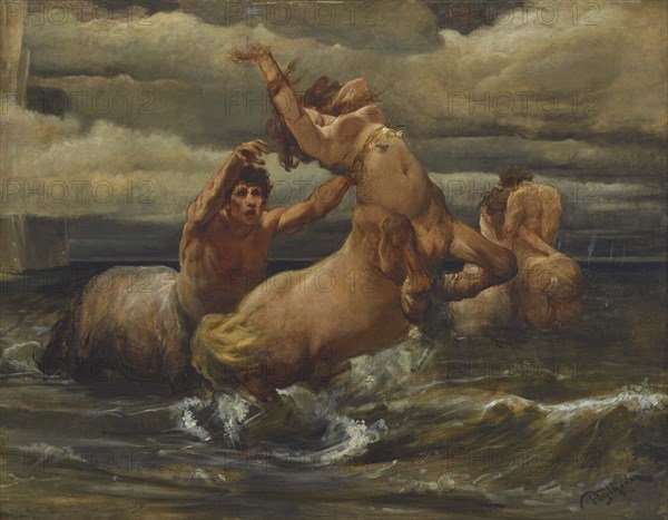 Centaurs in the sea, ca 1877. Creator: Piglhein, Bruno (1848-1894).