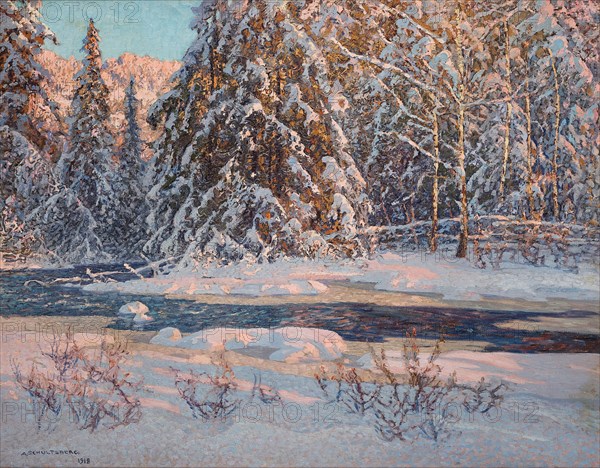 Forest stream. Motif from Svartskär, Dalarna, 1918. Creator: Schultzberg, Anshelm Leonard (1862-1945).