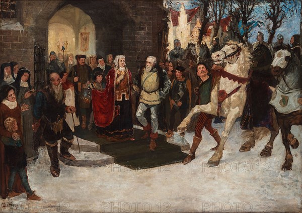 Sten Sture the Elder Frees the Captive Danish Queen Christina from the Vadstena Abbey, 1876. Creator: Birger, Hugo (1854-1887).