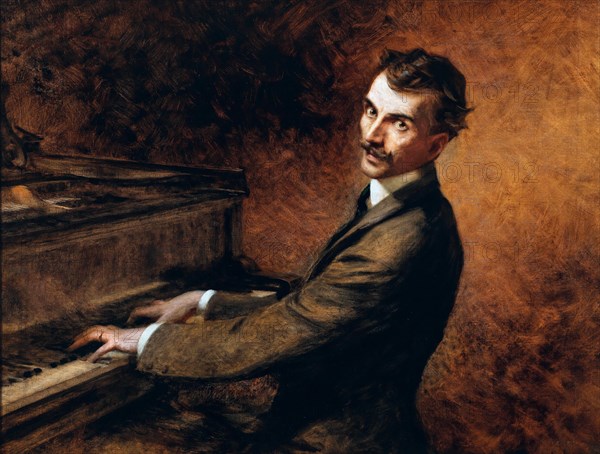 Maestro Arturo Toscanini (1867-1957) at the piano, 1902. Creator: Chartran, Théobald (1849-1907).