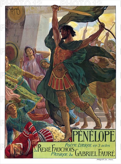 Poster for the Opera Pénélope by Gabriel Fauré, 1913. Creator: Rochegrosse, Georges Antoine (1859-1938).