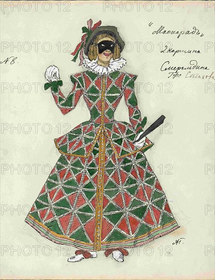 Costume design for the play The Masquerade by M. Lermontov, 1917. Creator: Golovin, Alexander Yakovlevich (1863-1930).