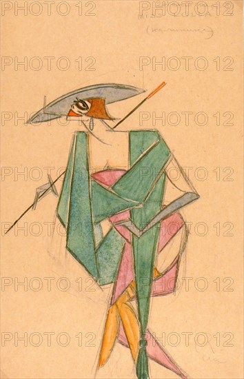 Costume design for the play "Sherlock Holmes and Nick Carter" in the Proletcult Theatre, 1922. Creator: Eisenstein, Sergei Mikhailovich (1898-1948).