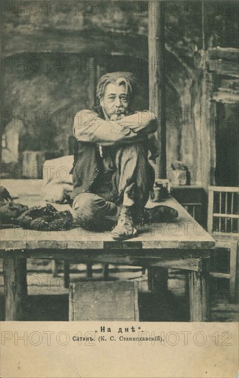 Konstantin Stanislavsky as Satin in the play "The Lower Depths" by M. Gorky, 1902. Creator: Anonymous.