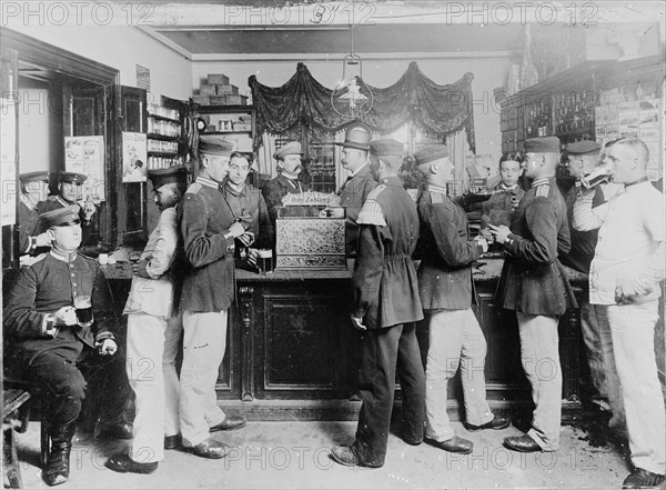 Bar with soldiers, Germany, between 1895 and 1910. Creator: Unknown.