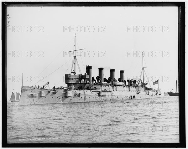 U.S. Battleship Columbia i.e. protected cruiser Columbia, between 1894 and 1899. Creator: Edward H Hart.