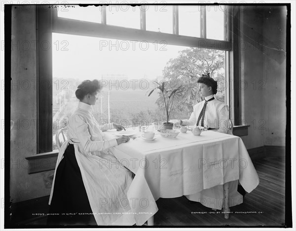 Window in girls' restaurant, National Cash Register, Dayton, Ohio, c1902. Creator: William H. Jackson.