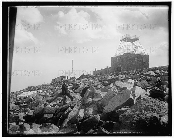 Station and hotel, summit of Pike's Peak, c1900. Creator: William H. Jackson.