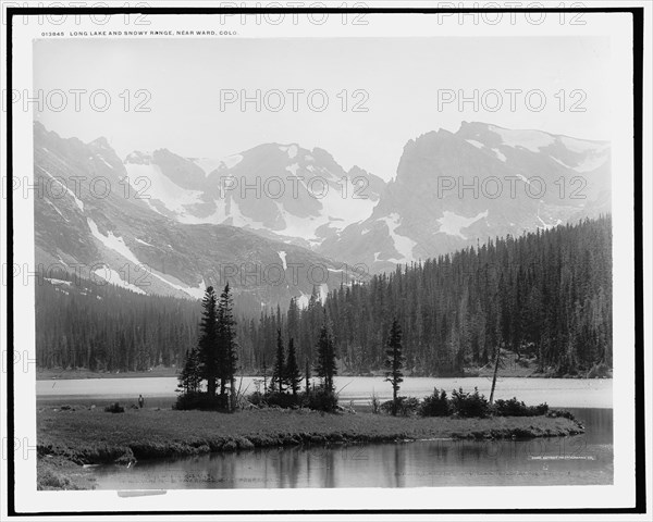 The heart of the Rockies, Long Lake & snowy range near Ward, Colo., c1901. Creator: William H. Jackson.