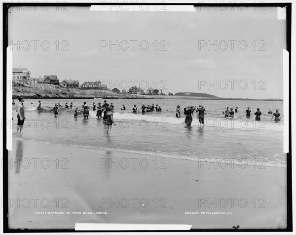 Bathers at York Beach, Maine, between 1900 and 1930. Creator: Henry Greenwood Peabody.