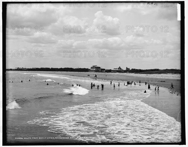 South from breakwater, Kennebunk beach, Maine, c1900. Creator: Unknown.