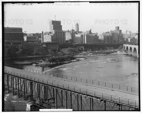 St. Anthony's Falls and the milling district, Minneapolis, Minn., c1908. Creator: Unknown.