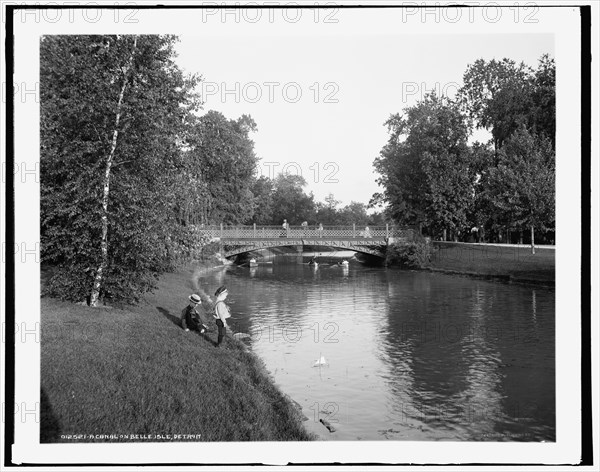 A Canal on Belle Isle, Detroit, between 1890 and 1901. Creator: Unknown.