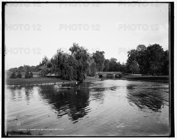 A Canal on Belle Isle, Detroit, between 1890 and 1901. Creator: Unknown.