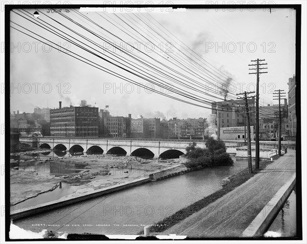 Where the Erie Canal crosses the Genesee, Rochester, N.Y., between 1900 and 1906. Creator: Unknown.
