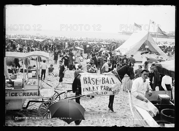 On the beach at Atlantic City, N.J., between 1900 and 1906. Creator: Unknown.