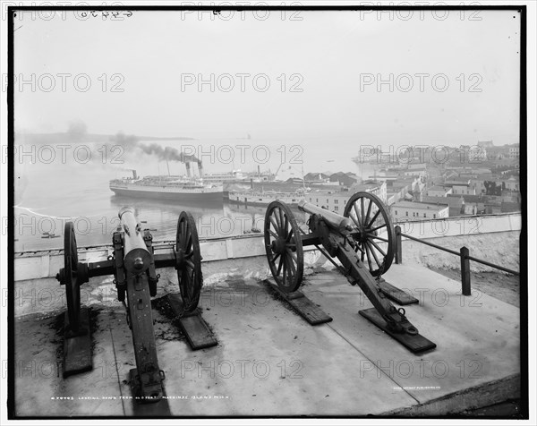 Looking down from old fort, Mackinac Island, Mich., c1908. Creator: Unknown.