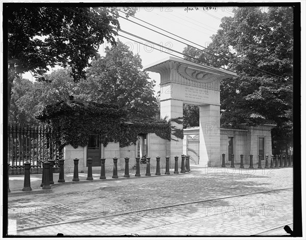 Main entrance, Mt. Auburn Cemetery, Cambridge,Massachusetts, between 1890 and 1901. Creator: Unknown.