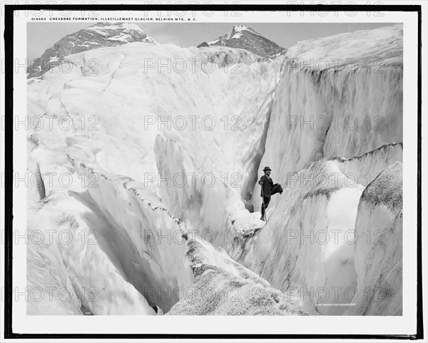 Crevasse formation, Illecillewaet Glacier, Selkirk Mts., B.C., c1902. Creator: Unknown.