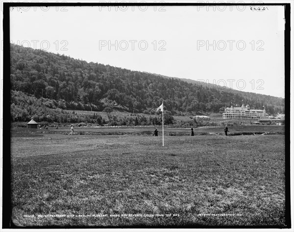 Mount Pleasant golf links, Mt. Pleasant House and seventh green from tee no. 7, c1890-1901. Creator: Unknown.