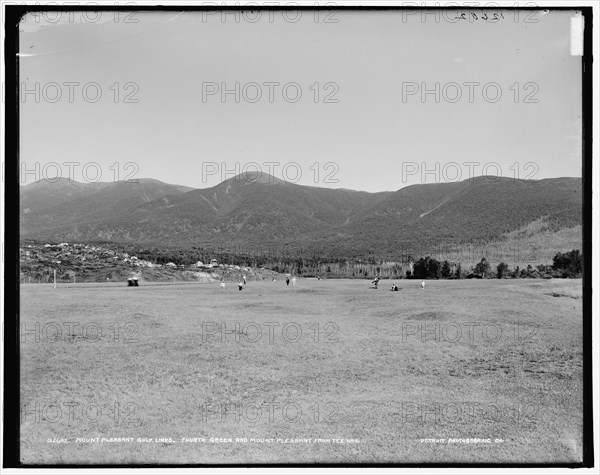 Mount Pleasant golf links, fourth green and Mount Pleasant from tee no. 4, between 1890 and 1901. Creator: Unknown.