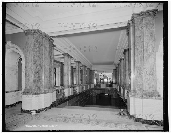 Head of grand stairway, Wayne County Building, Detroit, (1902?). Creator: Unknown.