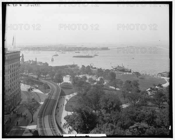 The Harbor and Battery Park, New York, N.Y., c1908. Creator: Unknown.