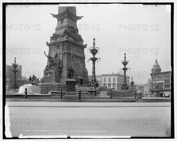 Hotel English and Army and Navy Soldiers' and Sailors' Monument, Indianapolis, Ind., c1904. Creator: Unknown.