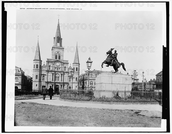 Jackson Square and St. Louis Cathedral, New Orleans, La., c1900. Creator: Unknown.
