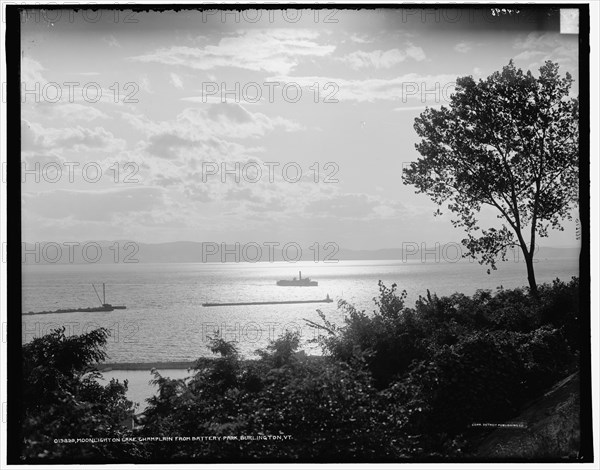 Moonlight on Lake Champlain from Battery Park, Burlington, Vt., c1907. Creator: Unknown.