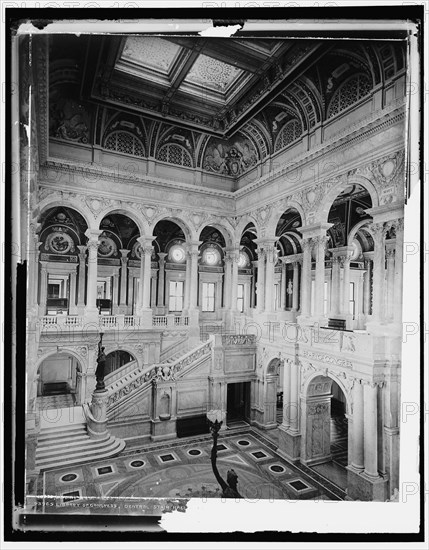 Library of Congress central stair hall, 1900 or 1901. Creator: Unknown.