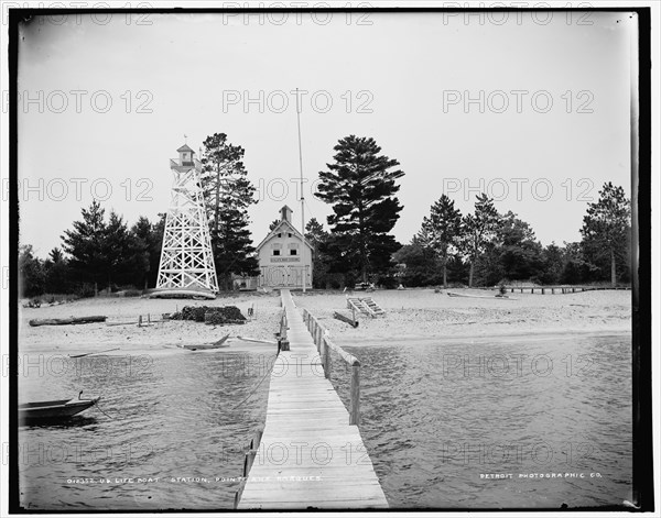 U.S. life boat station, Pointe aux Barques, between 1890 and 1901. Creator: Unknown.