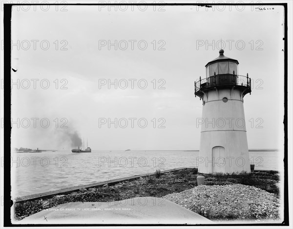 Upper entrance to lock canal, Sault Ste. Marie, between 1890 and 1899. Creator: Unknown.